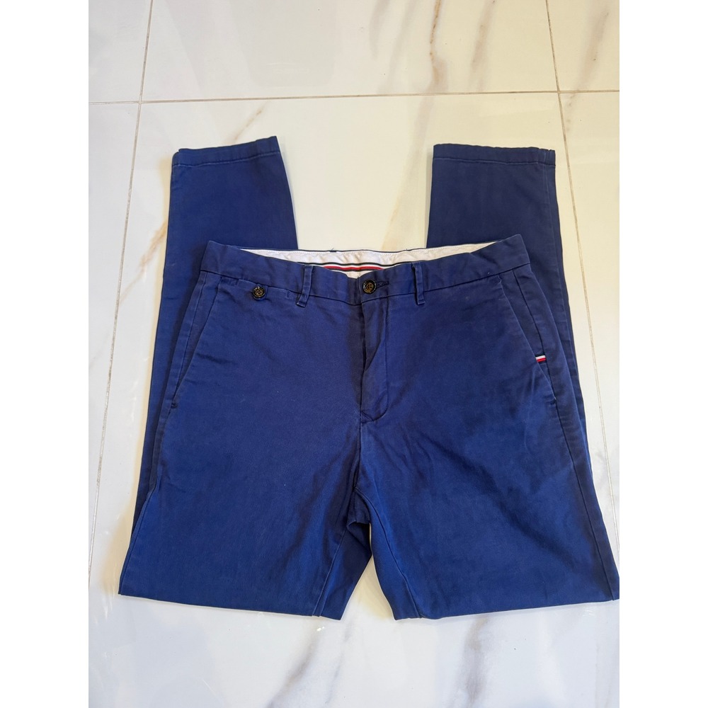 Tommy Hilfiger Bleecker Chino Slim Fit Navy Blue Pima Cotton Stretch Pants 33/30